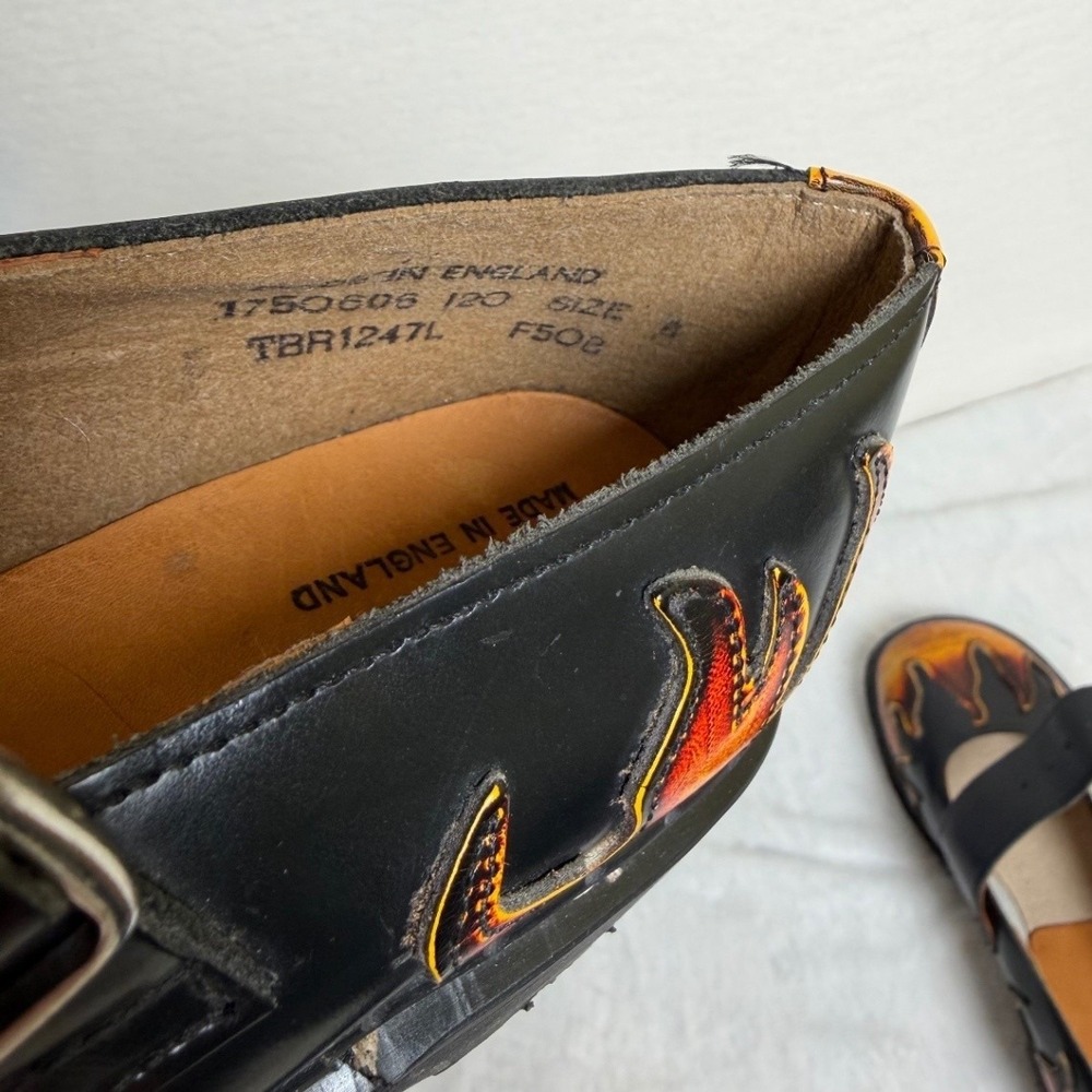 Tredair Mary Jane Flats Size 8 Women Black Flame Leather Alt Grunge Punk England - Picture 11 of 16